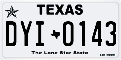 TX license plate DYI0143