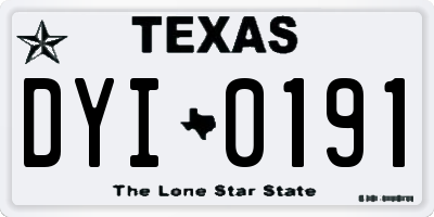 TX license plate DYI0191