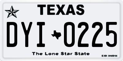 TX license plate DYI0225