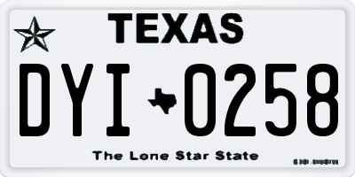 TX license plate DYI0258