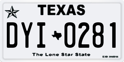TX license plate DYI0281