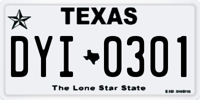 TX license plate DYI0301