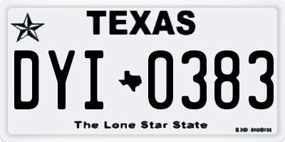TX license plate DYI0383