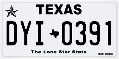 TX license plate DYI0391