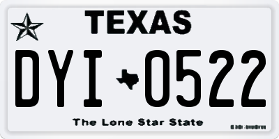 TX license plate DYI0522