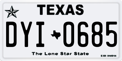 TX license plate DYI0685