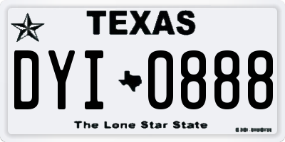 TX license plate DYI0888