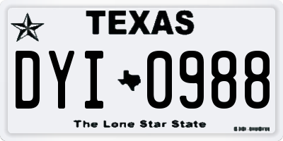 TX license plate DYI0988