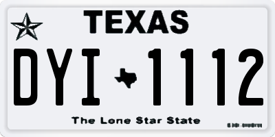 TX license plate DYI1112
