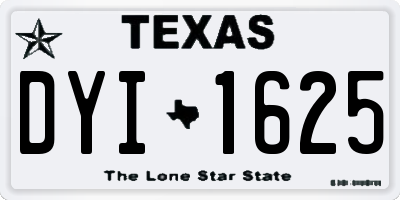 TX license plate DYI1625