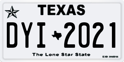 TX license plate DYI2021