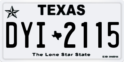 TX license plate DYI2115