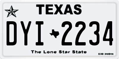 TX license plate DYI2234