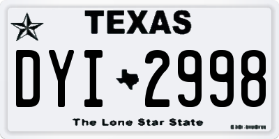 TX license plate DYI2998