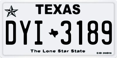 TX license plate DYI3189