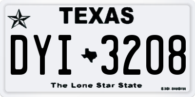 TX license plate DYI3208