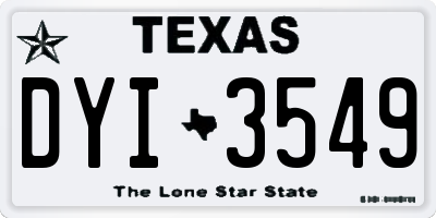 TX license plate DYI3549