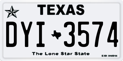 TX license plate DYI3574