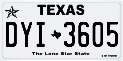 TX license plate DYI3605