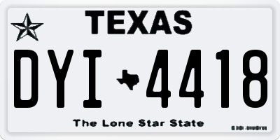 TX license plate DYI4418