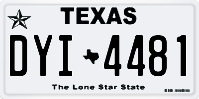 TX license plate DYI4481