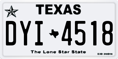 TX license plate DYI4518