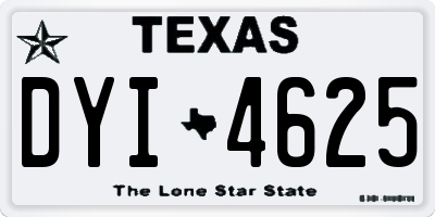 TX license plate DYI4625