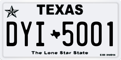 TX license plate DYI5001