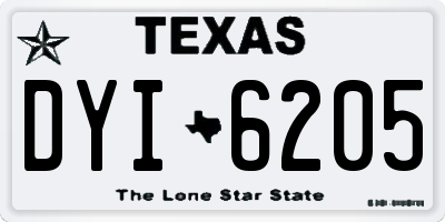 TX license plate DYI6205