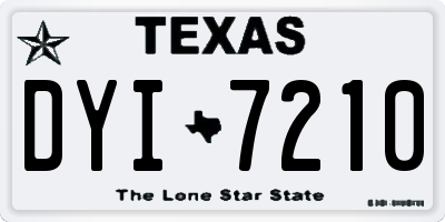 TX license plate DYI7210