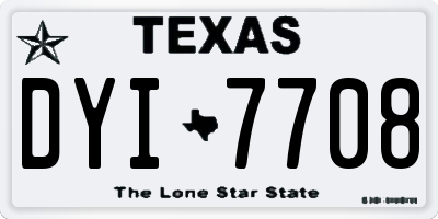 TX license plate DYI7708