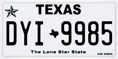 TX license plate DYI9985