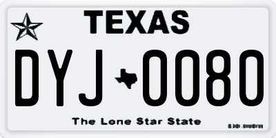 TX license plate DYJ0080