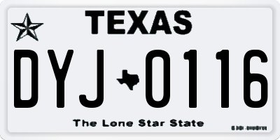 TX license plate DYJ0116