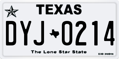 TX license plate DYJ0214