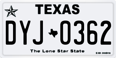 TX license plate DYJ0362
