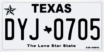 TX license plate DYJ0705