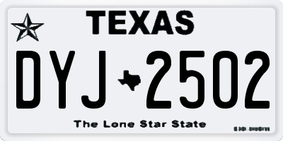 TX license plate DYJ2502