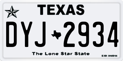 TX license plate DYJ2934