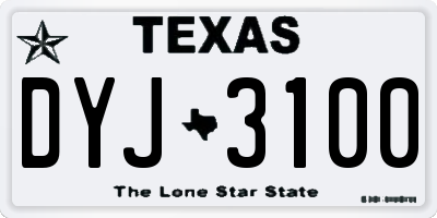 TX license plate DYJ3100