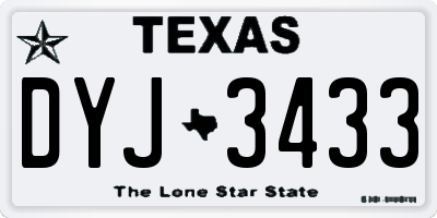 TX license plate DYJ3433