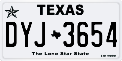 TX license plate DYJ3654