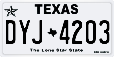 TX license plate DYJ4203