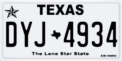TX license plate DYJ4934