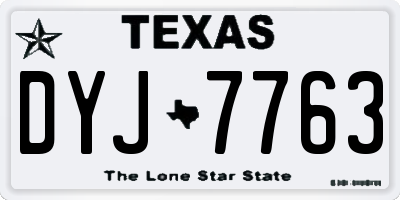 TX license plate DYJ7763