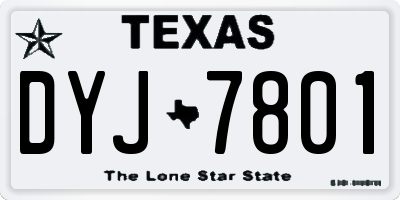 TX license plate DYJ7801