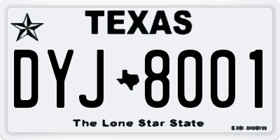TX license plate DYJ8001