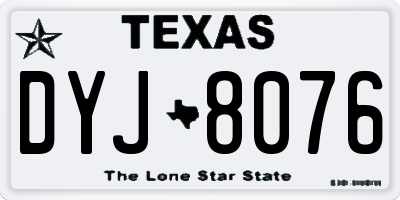 TX license plate DYJ8076