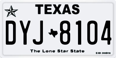 TX license plate DYJ8104