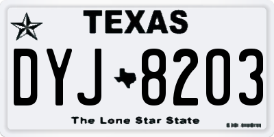 TX license plate DYJ8203